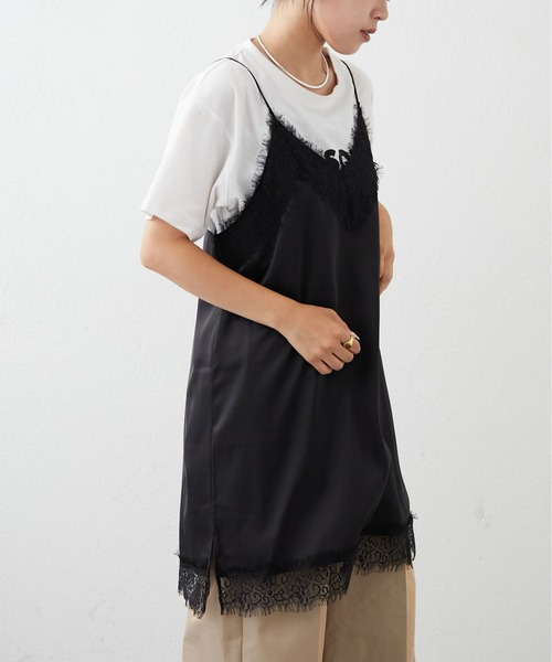CIAOPANIC TYPY(チャオパニックティピー)の「ランジェリーサテンキャミチュニック(キャミソール・レディース・ブラック/カーキ/イエロー・ONE SIZE)」の11枚目の写真