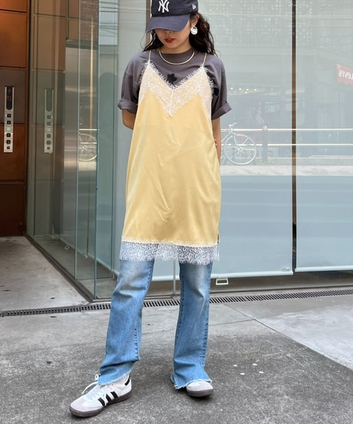 CIAOPANIC TYPY(チャオパニックティピー)の「ランジェリーサテンキャミチュニック(キャミソール・レディース・ブラック/カーキ/イエロー・ONE SIZE)」の6枚目の写真