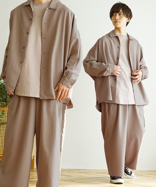 MinoriTY(マイノリティ)の「【MinoriTY】落ち感ドルマンシャツセットアップ ワイドパンツ メンズ ビッグシャツ オーバーサイズ ルーズフィット ビッグシルエット 秋服(セットアップ・メンズ・ブラック/グレー/ブルーグレー/モカ/チャコール/カーキ/パープル系その他/ベージュ/ネイビー/グリーン/ダークグリーン/グレイッシュベージュ・M/L/S)」の7枚目の写真