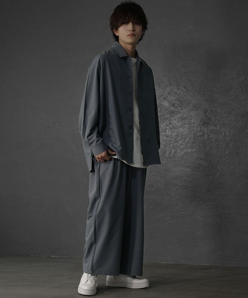 MinoriTY(マイノリティ)の「【MinoriTY】落ち感ドルマンシャツセットアップ ワイドパンツ メンズ ビッグシャツ オーバーサイズ ルーズフィット ビッグシルエット 秋服(セットアップ・メンズ・ブラック/グレー/ブルーグレー/モカ/チャコール/カーキ/パープル系その他/ベージュ/ネイビー/グリーン/ダークグリーン/グレイッシュベージュ・M/L/S)」の15枚目の写真