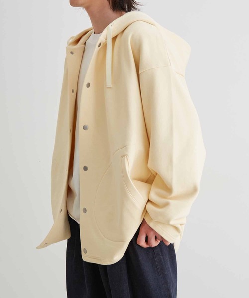 ADAM ET ROPE'(アダムエロペ)の「【WEB限定】ビック ルーズ スウェット マリンパーカー / スナップ フーディー / ユニセックス(カーディガン/ボレロ・メンズ・ブラック/キナリ・L/M)」の8枚目の写真