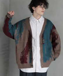 RAGEBLUE | Pattern mohair knit over loose cardigan / 総柄/モヘヤニットオーバールーズカーディガン(カーディガン/ボレロ)