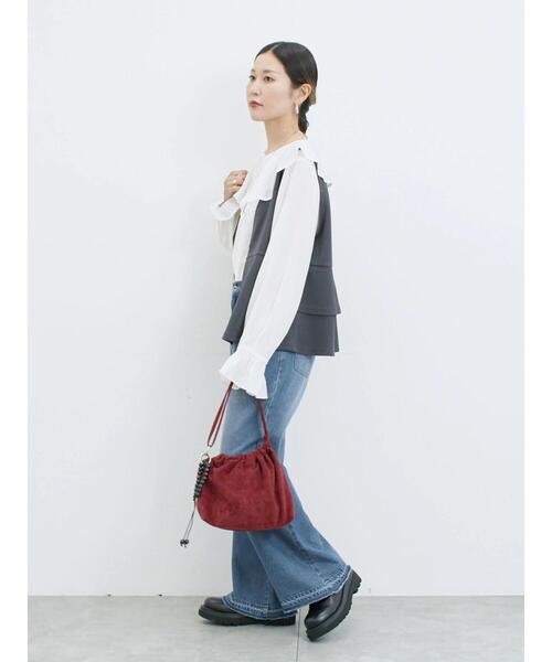 Samansa Mos2 blue(サマンサモスモスブルー)の「ラッフルカラーブラウス(シャツ/ブラウス・レディース・オフホワイト/サックスブルー/ベージュ・F)」の10枚目の写真