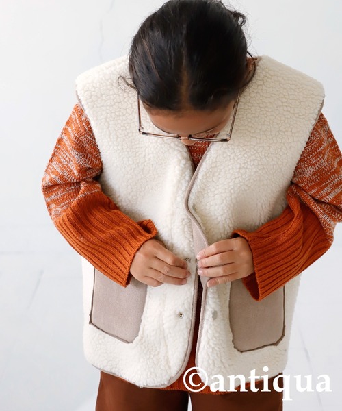 antiqua(アンティカ)の「リバーシブルムートンベスト(ベスト・キッズ・ブラック/ベージュ・160/140)」の18枚目の写真