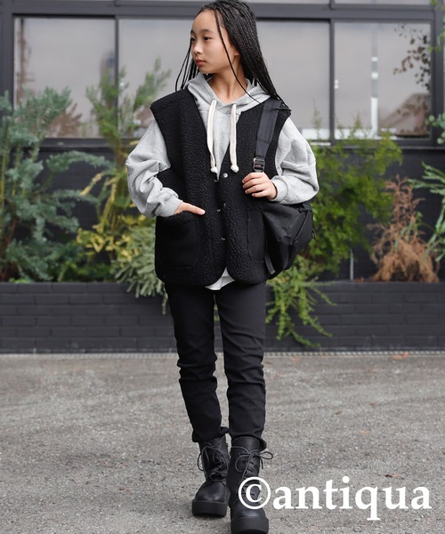 antiqua(アンティカ)の「リバーシブルムートンベスト(ベスト・キッズ・ブラック/ベージュ・160/140)」の8枚目の写真