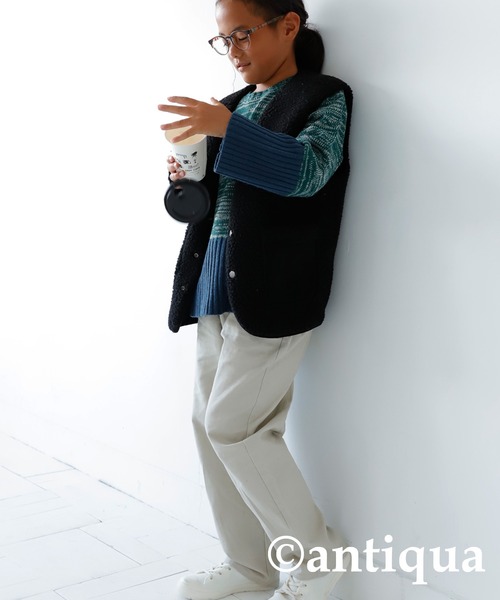 antiqua(アンティカ)の「リバーシブルムートンベスト(ベスト・キッズ・ブラック/ベージュ・160/140)」の10枚目の写真
