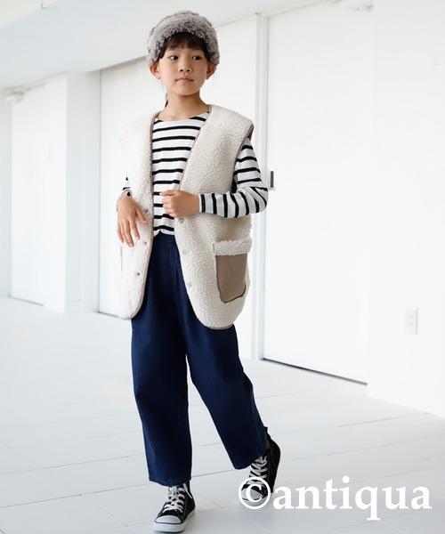 antiqua(アンティカ)の「リバーシブルムートンベスト(ベスト・キッズ・ブラック/ベージュ・160/140)」の15枚目の写真