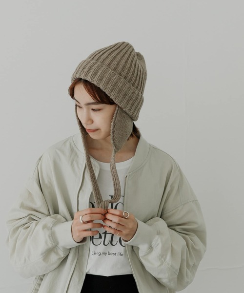 URBAN RESEARCH(アーバンリサーチ)の「フライトニットキャップ(ニットキャップ/ビーニー・レディース・ホワイト/ベージュ/チャコールグレー・FREE)」の3枚目の写真