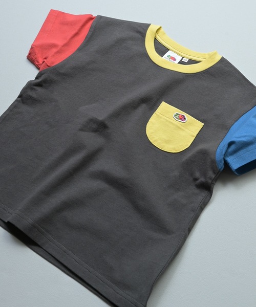 FRUIT OF THE LOOM(フルーツオブザルーム)の「【FRUIT OF THE LOOM】別注半袖ポケT(Tシャツ/カットソー・キッズ・ブルー/ホワイト系その他/グレー系その他/チャコール/マスタード/パープル系その他/ライトピンク/オフホワイト・100/110/160/90/80/150/140/130/120/95)」の4枚目の写真