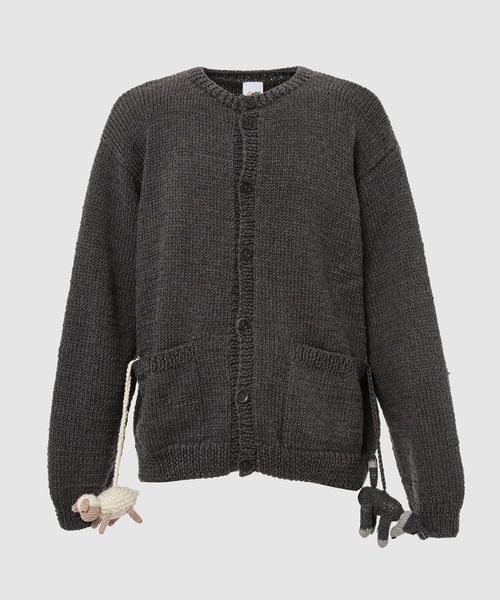 Sky High Farm Workwear(スカイハイ ファーム ワークウェア)の「UNISEX WOLF CARDIGAN WITH STUFFIES(カーディガン/ボレロ・メンズ・グレー・M)」の1枚目の写真