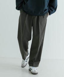 new basic ウールポリエステルストレッチストレートスラックス