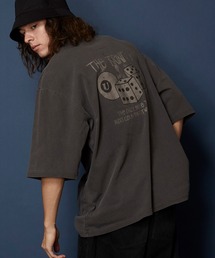 ヴィンテージライク 古着風 綿100%ピグメント加工TプリントTシャツ