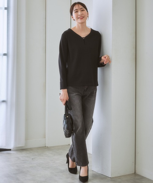 nissen(ニッセン)の「ハイウエストストレートデニムパンツ ノンストレッチジーンズ(デニムパンツ・レディース・グレー系/ブルー系/オフホワイト/ネイビー・LL/L/S/M)」の12枚目の写真