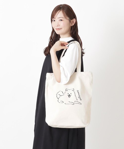 one'sterrace(ワンズテラス)の「JOUET ジョエット プリントトート サモエド(トートバッグ・レディース・ホワイト系9・99)」の3枚目の写真