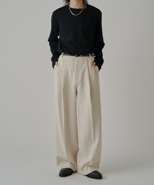 Lui's(ルイス)の「ジョーゼットタックワイドパンツ(その他パンツ・メンズ・ベージュ/ブラック/オフホワイト・S/M)」の9枚目の写真