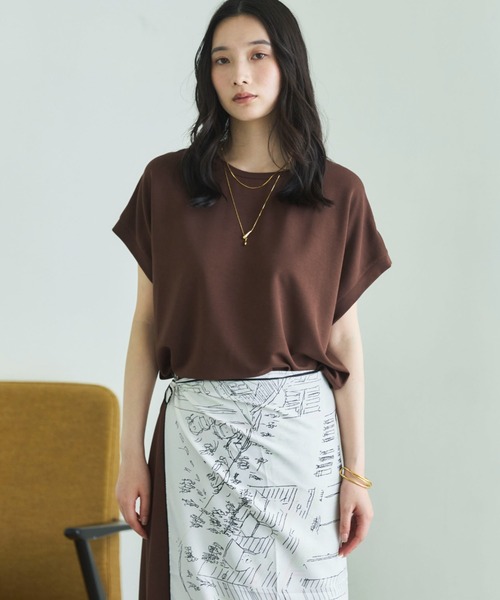 Doux archives(ドゥアルシーヴ)の「【1秒コーデ】NEW多機能フレンチスリーブカットソー(Tシャツ/カットソー・レディース・ブラウン/ブラック/モカ・FREE)」の1枚目の写真