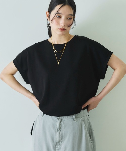 Doux archives(ドゥアルシーヴ)の「【1秒コーデ】NEW多機能フレンチスリーブカットソー(Tシャツ/カットソー・レディース・ブラウン/ブラック/モカ・FREE)」の2枚目の写真