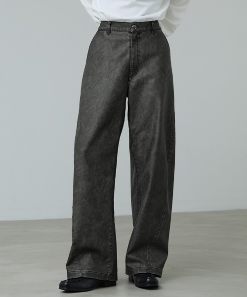 CALLNE(カルネ)の「【CALLNE】Vintage Design Curve Pants / ヴィンテージデザイン合皮カーブパンツ(セットアップ対応)(その他パンツ・メンズ・ダークグレー/ブラック・L/M)」の14枚目の写真