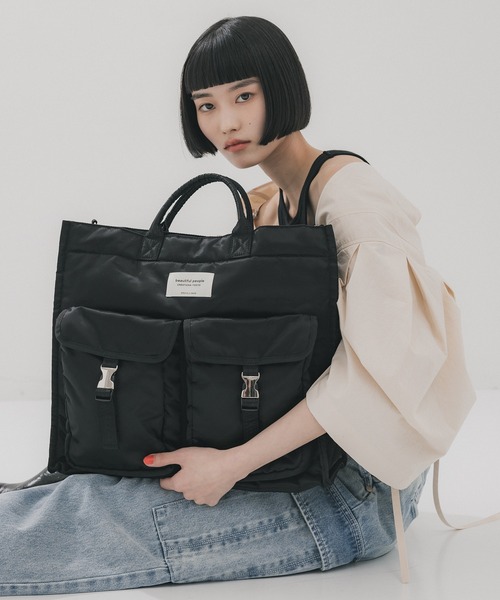 beautiful people(ビューティフルピープル)の「【beautiful people/ビューティフルピープル】《STUDIOUS別注》ナイロントートバッグ(トートバッグ・レディース・ブラック・FREE)」の7枚目の写真