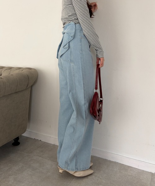 continuer de NICE CLAUP(コンティニューデナイスクラップ)の「後リボンストレートデニム(デニムパンツ・レディース・インディゴブルー/その他・MEDIUM/SMALL)」の11枚目の写真