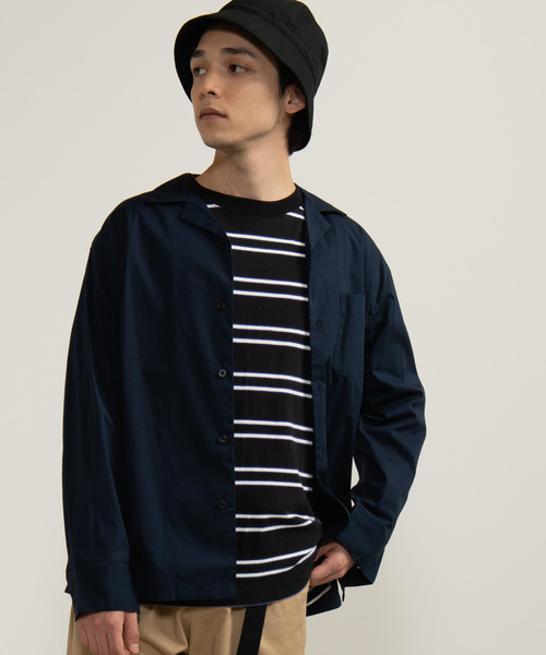 WEGO(ウィゴー)の「WEGO/ストレッチブロード開襟シャツ(シャツ/ブラウス・メンズ・ホワイト/ブラック/ネイビー/カーキ・SMALL/MEDIUM/LARGE)」の4枚目の写真