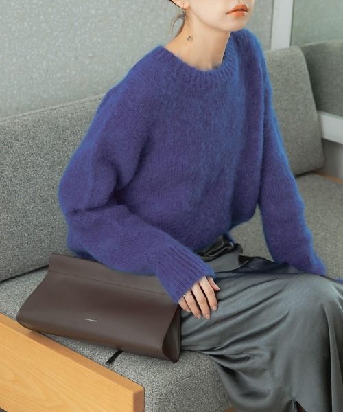 URBAN RESEARCH ROSSO WOMEN(アーバンリサーチ ロッソ)の「ヘアリーショートニット(ニット/セーター・レディース・オレンジ/ホワイト/ブルー/ベージュ・FREE)」の3枚目の写真