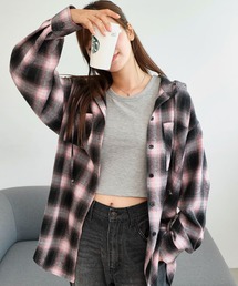 WEGO | WEGO/【25年秋冬新作】チェックフードBIGネルシャツ(シャツ/ブラウス)