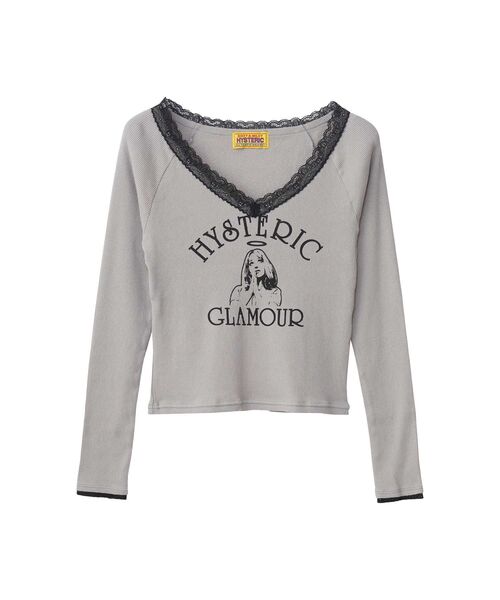 HYSTERIC GLAMOUR(ヒステリックグラマー)の「HYSTERIC ANGEL ショート丈Tシャツ(Tシャツ/カットソー・レディース・ブラック/グレー/ブルー・FREE)」の1枚目の写真