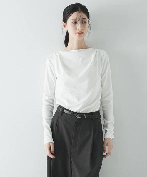 URBAN RESEARCH(アーバンリサーチ)の「2WAYドレープカットソー(Tシャツ/カットソー・レディース・チャコールグレー/オフホワイト・FREE)」の2枚目の写真