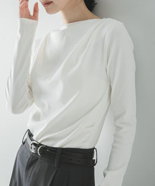 URBAN RESEARCH(アーバンリサーチ)の「2WAYドレープカットソー(Tシャツ/カットソー・レディース・チャコールグレー/オフホワイト・FREE)」の4枚目の写真