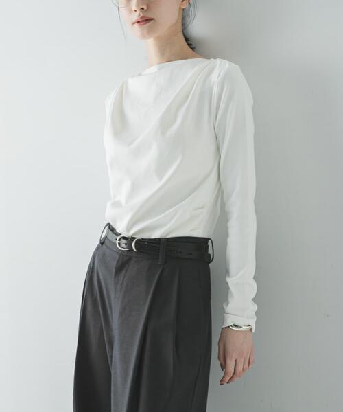 URBAN RESEARCH(アーバンリサーチ)の「2WAYドレープカットソー(Tシャツ/カットソー・レディース・チャコールグレー/オフホワイト・FREE)」の5枚目の写真