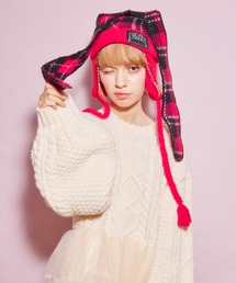 FLUFFY CHECK BUNNY EAR ビーニー
