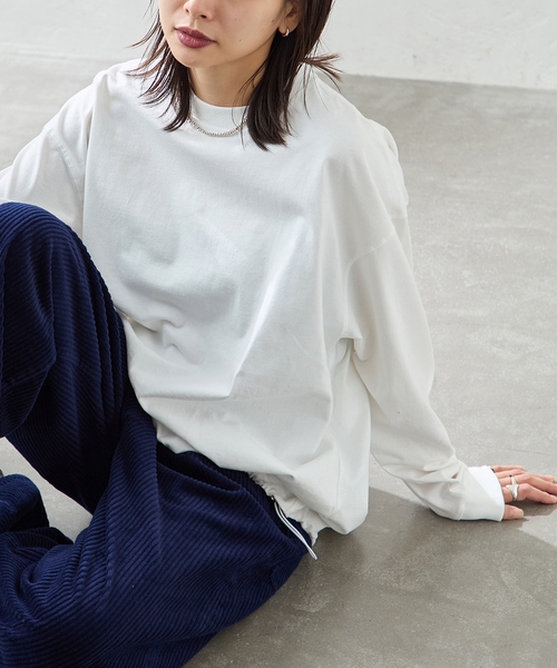 JOURNAL STANDARD(ジャーナルスタンダード)の「《追加2》シャーリングロングスリーブTシャツ(Tシャツ/カットソー・レディース・コバルトブルー/ホワイト/ブラック系その他/ブラウン系その他・FREE)」の3枚目の写真