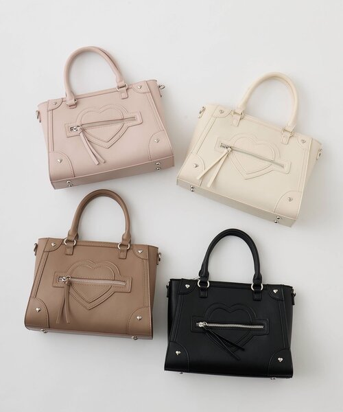 OLIVE des OLIVE(オリーブデオリーブ)の「ハートスタッズバッグ(トートバッグ・レディース・ピンク/ブラック/アイボリー/ベージュ・FREE)」の15枚目の写真