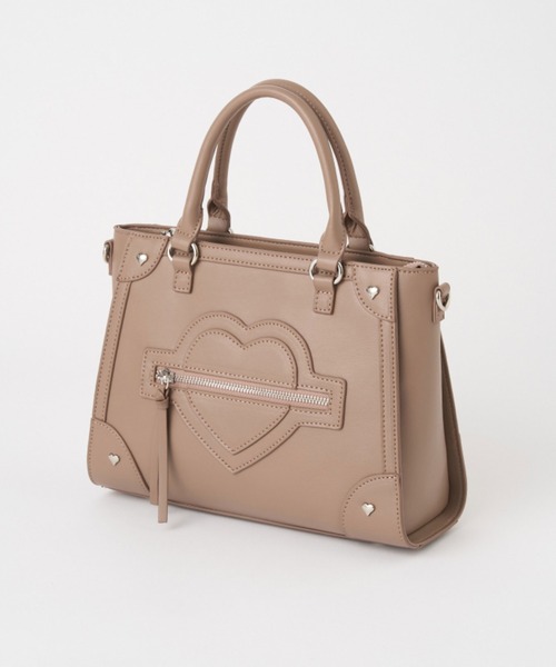 OLIVE des OLIVE(オリーブデオリーブ)の「ハートスタッズバッグ(トートバッグ・レディース・ピンク/ブラック/アイボリー/ベージュ・FREE)」の3枚目の写真