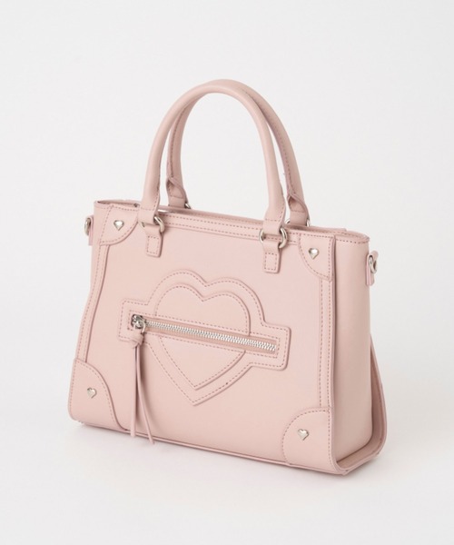 OLIVE des OLIVE(オリーブデオリーブ)の「ハートスタッズバッグ(トートバッグ・レディース・ピンク/ブラック/アイボリー/ベージュ・FREE)」の4枚目の写真