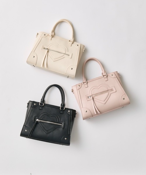 OLIVE des OLIVE(オリーブデオリーブ)の「ハートスタッズバッグ(トートバッグ・レディース・ピンク/ブラック/アイボリー/ベージュ・FREE)」の5枚目の写真