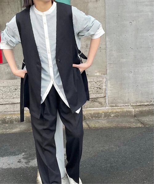 frames RAY CASSIN(フレームスレイカズン)の「S/M/L展開 ストライプクレリックバンドカラーシャツ(シャツ/ブラウス・レディース・イエロー/ネイビー/ピンク/グリーン・MEDIUM/LARGE/SMALL)」の11枚目の写真