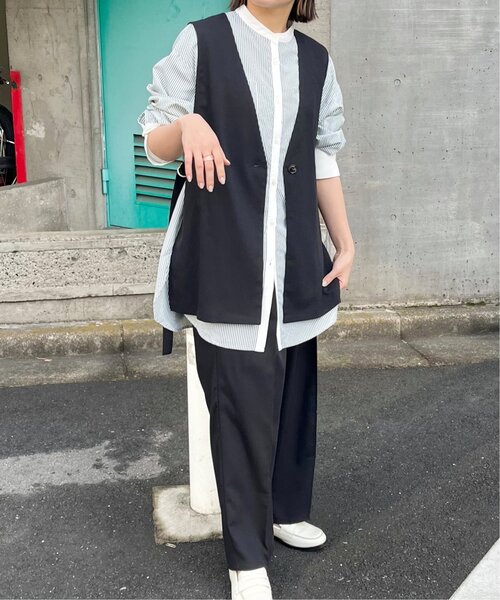 frames RAY CASSIN(フレームスレイカズン)の「S/M/L展開 ストライプクレリックバンドカラーシャツ(シャツ/ブラウス・レディース・イエロー/ネイビー/ピンク/グリーン・MEDIUM/LARGE/SMALL)」の12枚目の写真