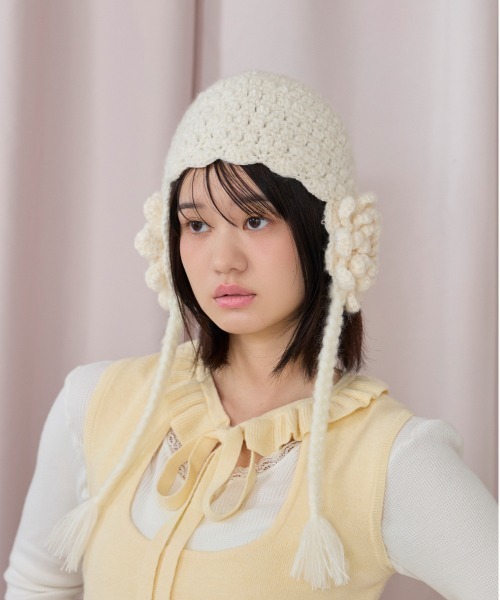 kaorinomori(カオリノモリ)の「kaorinomori リタニット / カオリノモリ(ニットキャップ/ビーニー・レディース・ブラック/ホワイト・FREE)」の5枚目の写真