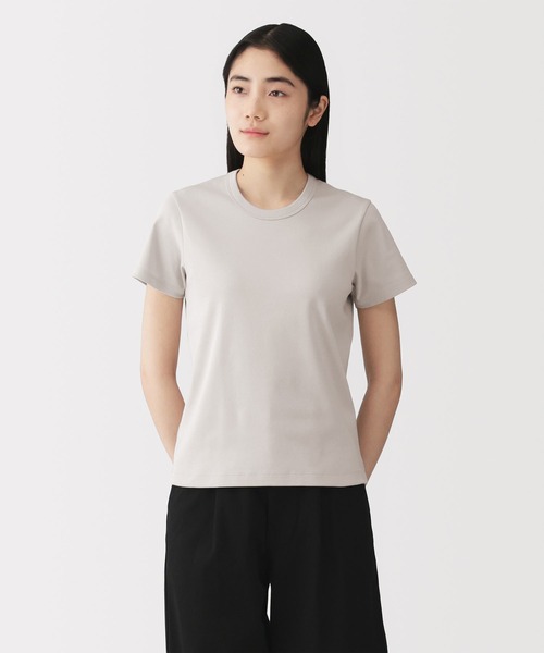 無印良品(ムジルシリョウヒン)の「婦人 涼感汗じみしにくいクルーネック半袖Tシャツ(Tシャツ/カットソー・レディース・ホワイト/ライトグレー/ブラウン/ブラック/ライトブルー/チャコールグレー・S/M/L/XL)」の4枚目の写真