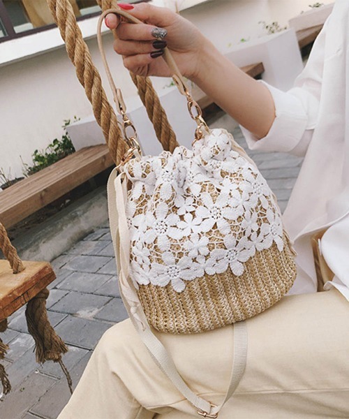 Miniministore(ミニミニストア)の「かごバッグ レース ショルダーバッグ(かごバッグ・レディース・ベージュ系2/ベージュ系1・FREE)」の21枚目の写真