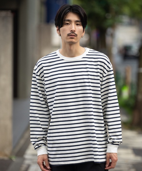 NAVY(ネイビー)の「NAVY USコットン100% ボーダー長袖Tシャツ(Tシャツ/カットソー・メンズ・ブラック/ホワイト/ネイビー/ブラウン・M/S/L/XL/XXL)」の19枚目の写真
