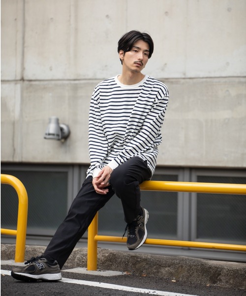NAVY(ネイビー)の「NAVY USコットン100% ボーダー長袖Tシャツ(Tシャツ/カットソー・メンズ・ブラック/ホワイト/ネイビー/ブラウン・M/S/L/XL/XXL)」の6枚目の写真