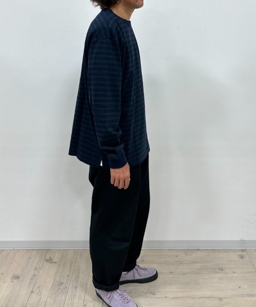 NAVY(ネイビー)の「NAVY USコットン100% ボーダー長袖Tシャツ(Tシャツ/カットソー・メンズ・ブラック/ホワイト/ネイビー/ブラウン・M/S/L/XL/XXL)」の15枚目の写真