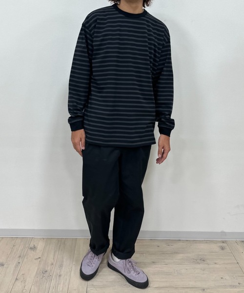 NAVY(ネイビー)の「NAVY USコットン100% ボーダー長袖Tシャツ(Tシャツ/カットソー・メンズ・ブラック/ホワイト/ネイビー/ブラウン・M/S/L/XL/XXL)」の9枚目の写真