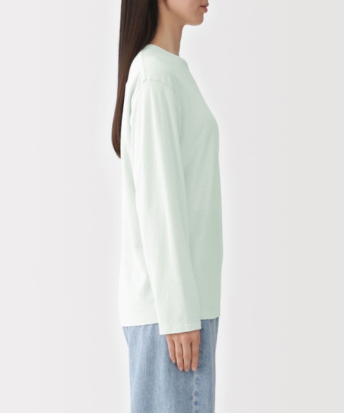 無印良品(ムジルシリョウヒン)の「婦人 強撚天竺編みクルーネック長袖Tシャツ(Tシャツ/カットソー・レディース・ホワイト/ブラウン/ライトブルー/ブラック/ライトイエロー・S/M/L/XL)」の12枚目の写真