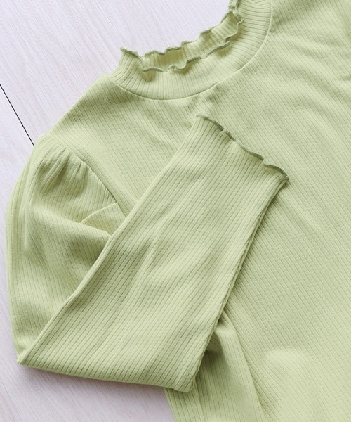 lulpini(ルルピー二)の「kids パフスリーブメローロングスリーブTシャツ(Tシャツ/カットソー・キッズ・ネイビー/オフホワイト/ライム/サーモンピンク・S/M/L)」の13枚目の写真