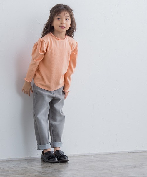 lulpini(ルルピー二)の「kids パフスリーブメローロングスリーブTシャツ(Tシャツ/カットソー・キッズ・ネイビー/オフホワイト/ライム/サーモンピンク・S/M/L)」の21枚目の写真