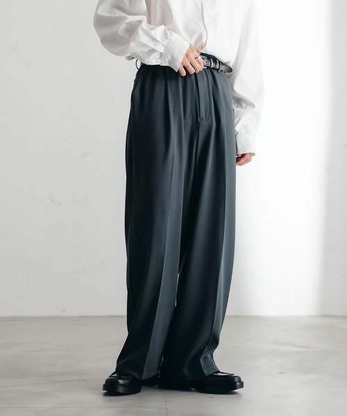 epnok(エプノック)の「1タックワイドパンツ(スラックス・メンズ・ダークブラウン/グレイッシュブルー/ダークベージュ・SMALL/MEDIUM/LARGE)」の3枚目の写真